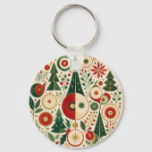 Porte-clés Mosaïque de Noël du milieu du siècle (Verso)