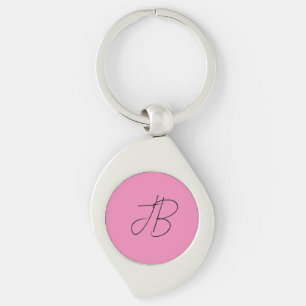 Porte-clés Mosaïque plaine tendance monogramme initiales rose
