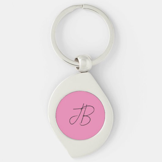 Porte-clés Mosaïque plaine tendance monogramme initiales rose (Devant)