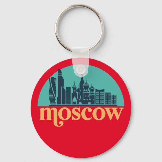 Porte-clés Moscou Russie Skyline Retro Cityscape Art (Recto)