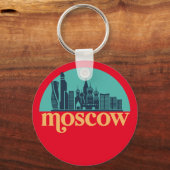 Porte-clés Moscou Russie Skyline Retro Cityscape Art (Recto)