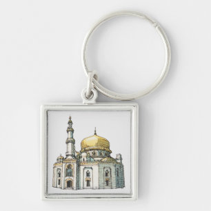 Porte-clés Mosquée avec le dôme et le minaret d'oignon d'or
