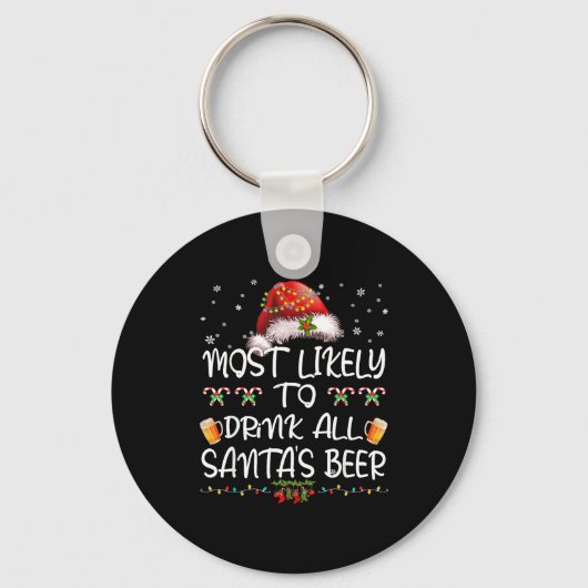 Porte-clés Most Likely To Drink All Santa’s Beer Drinking Chr (Recto)