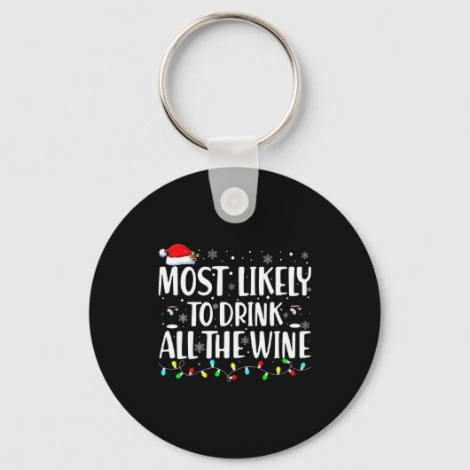 Porte-clés Most Likely To Drink All The Wine Christmas (Recto)