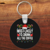 Porte-clés Most Likely To Drink The Coffee Family Matching Ch (Recto)