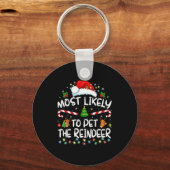 Porte-clés Most Likely To Pet The Reindeer Funny Christmas (Recto)