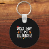 Porte-clés Most Likely To Pet The Reindeer Funny Christmas (Recto)