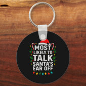 Porte-clés Most Likely To Talk Santa's Ear Off Christmas Sant (Recto)