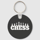 Porte-clés Mot d'échecs Pièces blanches Stratégie Jeu Élégant (Recto)