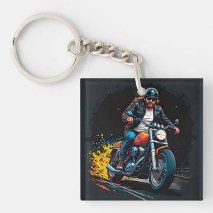 Porte-clés Motard cool roulant à moto