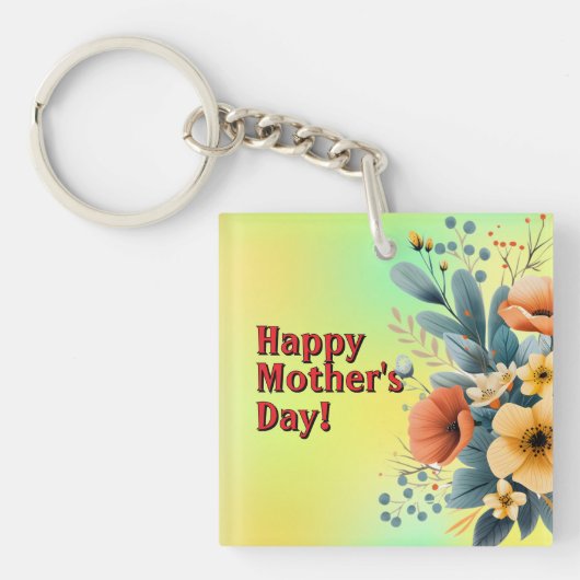 Porte-clés Mother's Day Boho Flowers Clipart-61983 Keychain (Devant)
