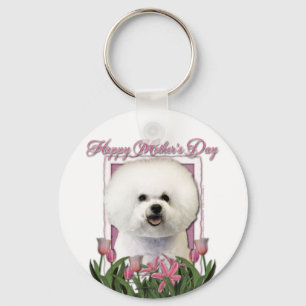 Porte-clés Mothers Day - Pink Tulips - Bichon Frise