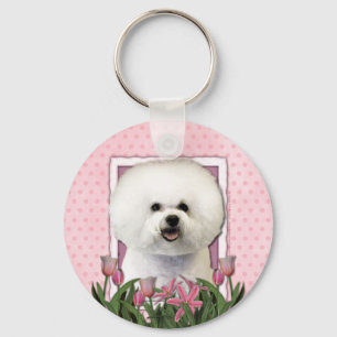 Porte-clés Mothers Day - Pink Tulips - Bichon Frise
