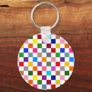 Porte-clés Motif à carreaux coloré blanc