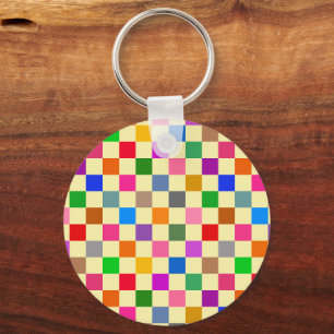 Porte-clés Motif à carreaux colorés jaune