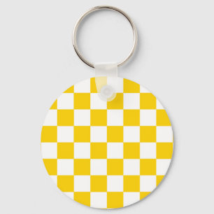 Porte-clés Motif à carreaux jaune et blanc
