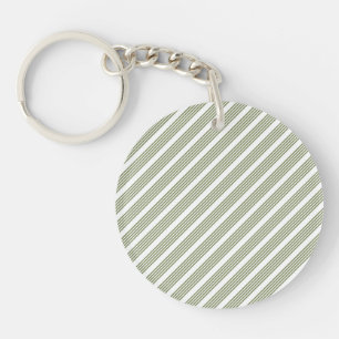 Porte-clés Motif à cinq bandes vert et blanc olive