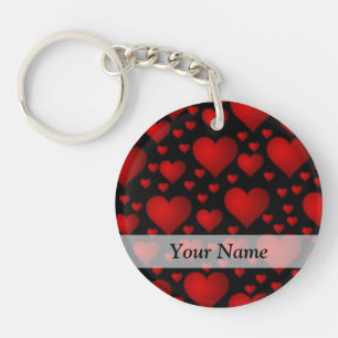 Porte-clés Motif à coeur rouge et noir