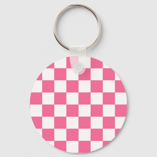 Porte-clés Motif À damiers chèque rose blanc (Recto)