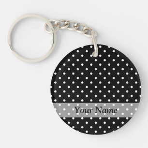 Porte-clés Motif à points de polka noir