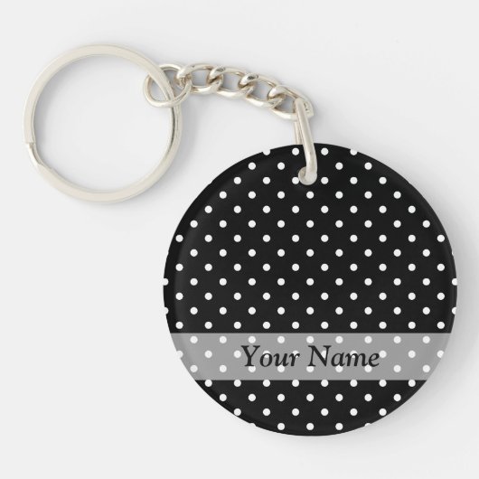 Porte-clés Motif à points de polka noir (Devant)