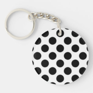 Porte-clés Motif à pois flou noir et blanc