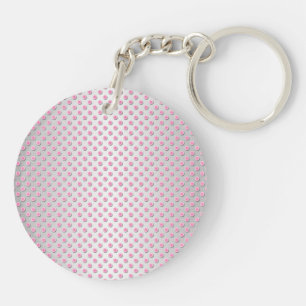 Porte-clés Motif à pois rose et blanc argenté