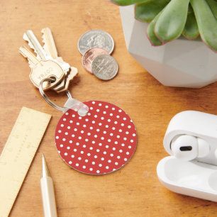 Porte-clés Motif à pois rouges et blancs