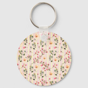 Porte-clés Motif à rayures florales rose pâle