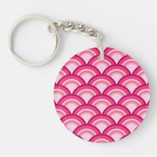 Porte-clés Motif à vagues Art Déco - fuchsia et corail