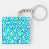 Porte-clés motif Abstrait - Bleu, Jade vert & Blanc (Dos)