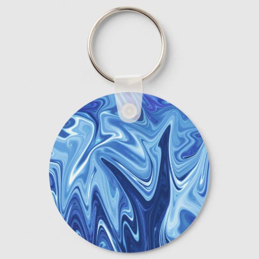 Porte-clés Motif abstrait liquide bleu (Recto)