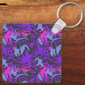 Porte-clés Motif Abstrait moderne violet, rose et bleu ciel (Verso)