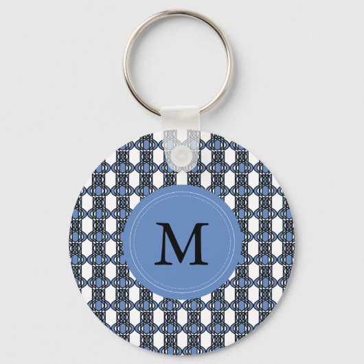 Porte-clés Motif Abstrait Monogram Blue Scarab (Recto)