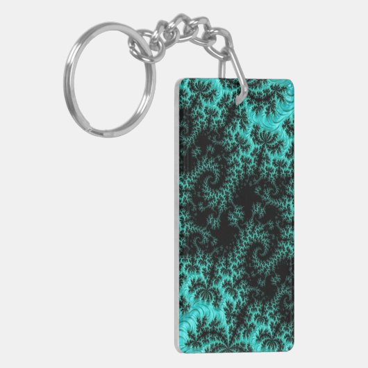Porte-clés Motif Abstrait noir vert fractal (Devant gauche)