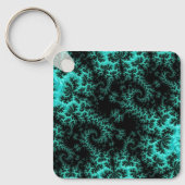 Porte-clés Motif Abstrait noir vert fractal (Recto)