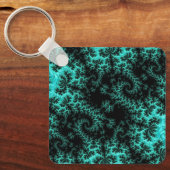 Porte-clés Motif Abstrait noir vert fractal (Recto)