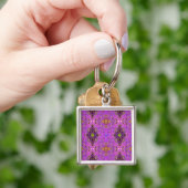 Porte-clés Motif Abstrait Rose et Violet Psychédélique (main)