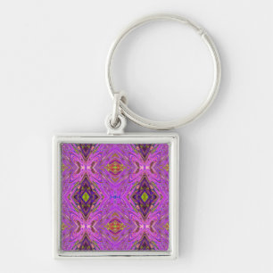 Porte-clés Motif Abstrait Rose et Violet Psychédélique