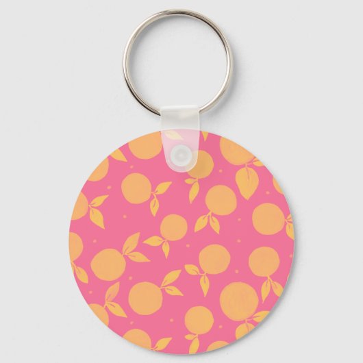 Porte-clés motif Abstrait tangerine rose et jaune (Recto)
