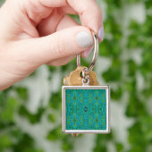 Porte-clés Motif Abstrait Trippy Retro Turquoise Chartreuse (main)