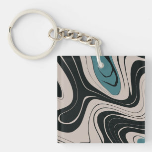 Porte-clés Motif Abstrait Turquoise et noir