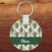 Porte-clés Motif ananas sur blanc (Recto)