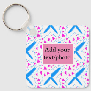 Porte-clés Motif aquarelle bleu rose ajoutez nom texte person