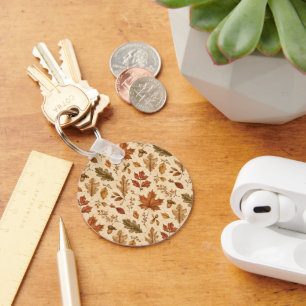 Porte-clés Motif aquarelle de feuilles d'automne