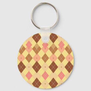 Porte-clés Motif Argyle Rose Brun Chaud