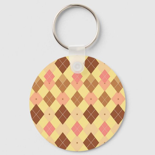Porte-clés Motif Argyle Rose Brun Chaud (Recto)