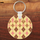 Porte-clés Motif Argyle Rose Brun Chaud (Recto)