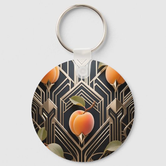 Porte-clés Motif Art Déco aux pêches (Recto)