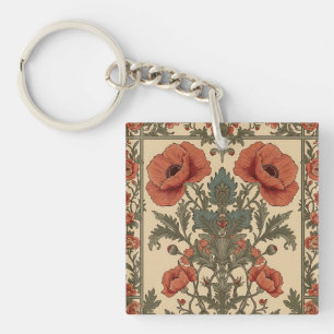 Porte-clés Motif Art Nouveau floral Coquelicots de William Mo